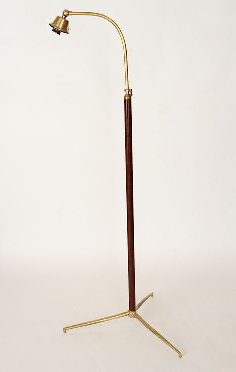 Appraisal: BRONZE LEATHER FLOOR LAMP MANNER JACQUES ADNET A bronze and