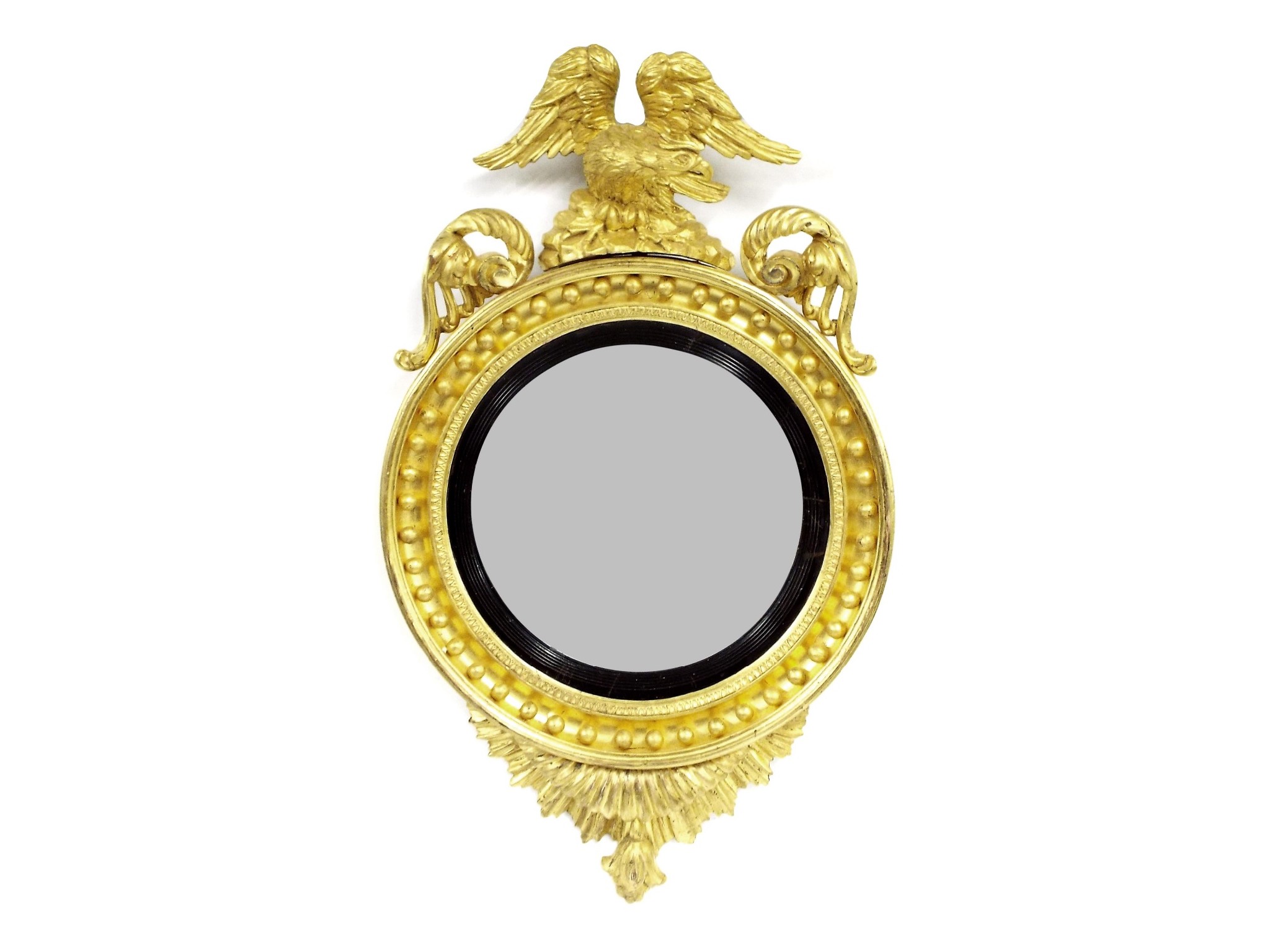 Appraisal: Regency giltwood convex wall mirror surmounted by an eagle and