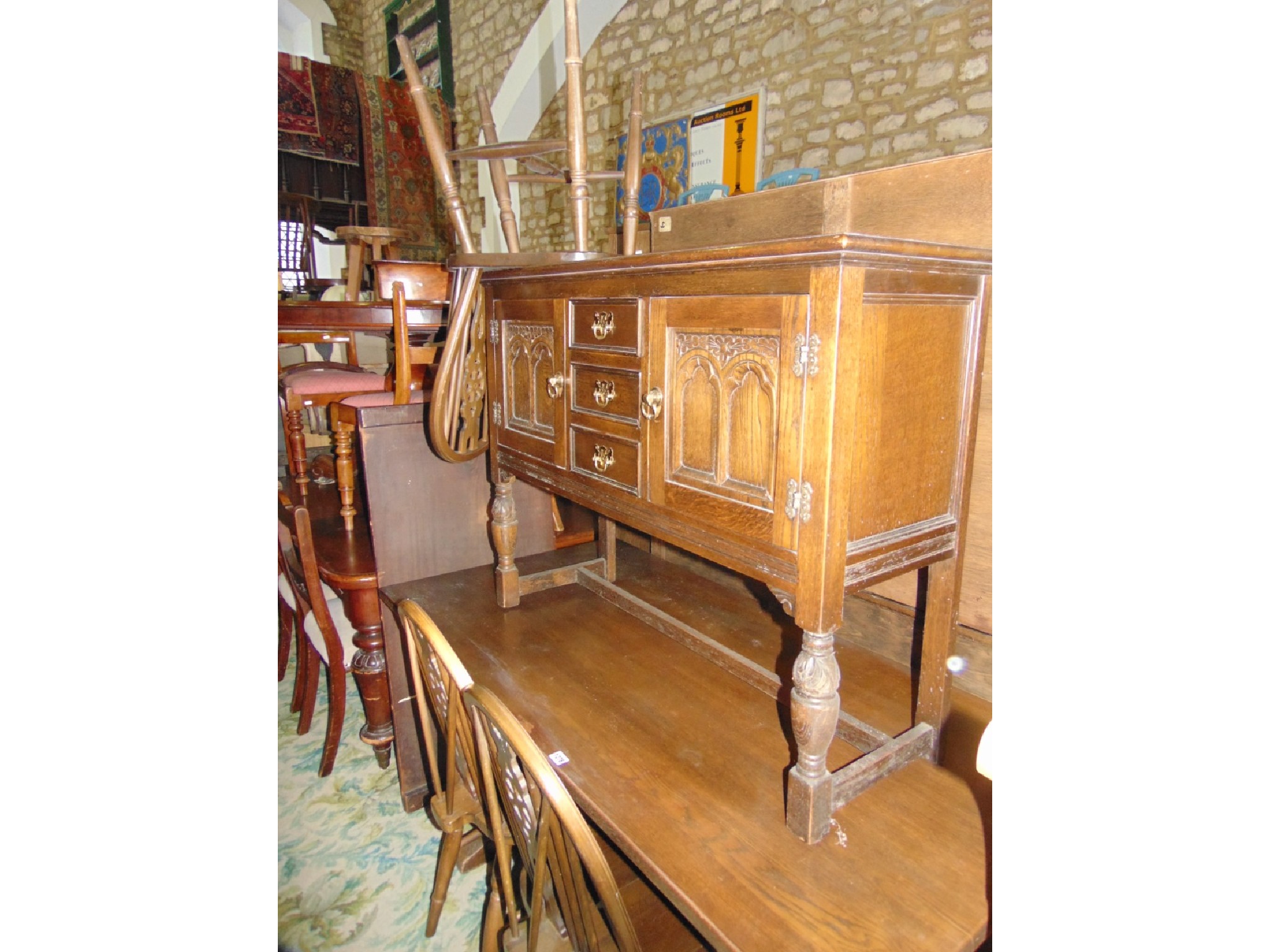 Appraisal: A Jaycee oak dresser in the old English style the