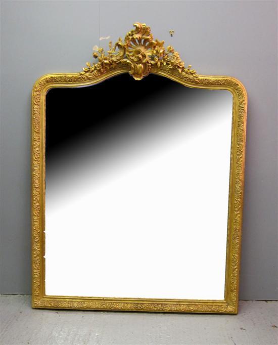 Appraisal: th century carved gilt wood and gesso overmantel mirror with