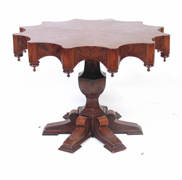 Appraisal: An Italian rosewood scalloped table height in diameter in