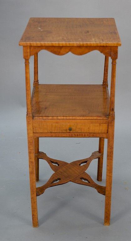 Appraisal: Federal tiger maple washstand two tier with one drawer height