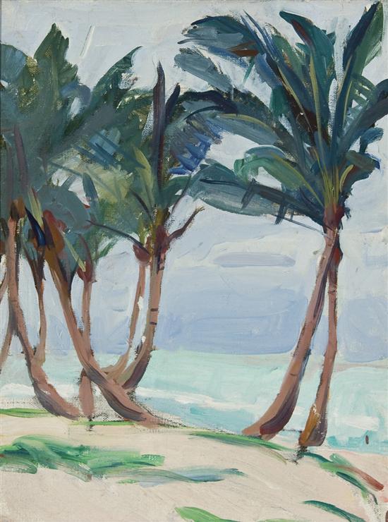 Appraisal: JANE PETERSON American - Palm Trees Florida The Monkey one