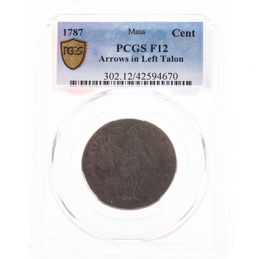 Appraisal: Massachusetts Cent Left Talon PCGS-F Arrows in Left Talon PCGS