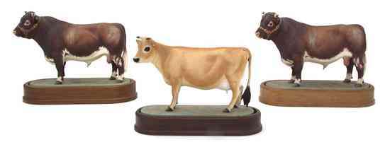 Appraisal: Three English Bone China Models of Bovines Doris Lindner for