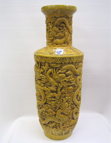 Appraisal: CHINESE POTTERY FLOOR VASE the potter using a stylized dragon