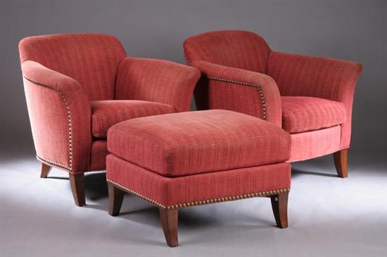 Appraisal: TOMLINSON CONTEMPORARY NAILED VELVET CLUB CHAIRS th century Tightly upholstered