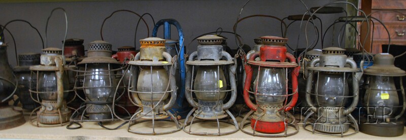 Appraisal: Approximately Twenty-nine Assorted Tin and Glass Lanterns possibly railroad