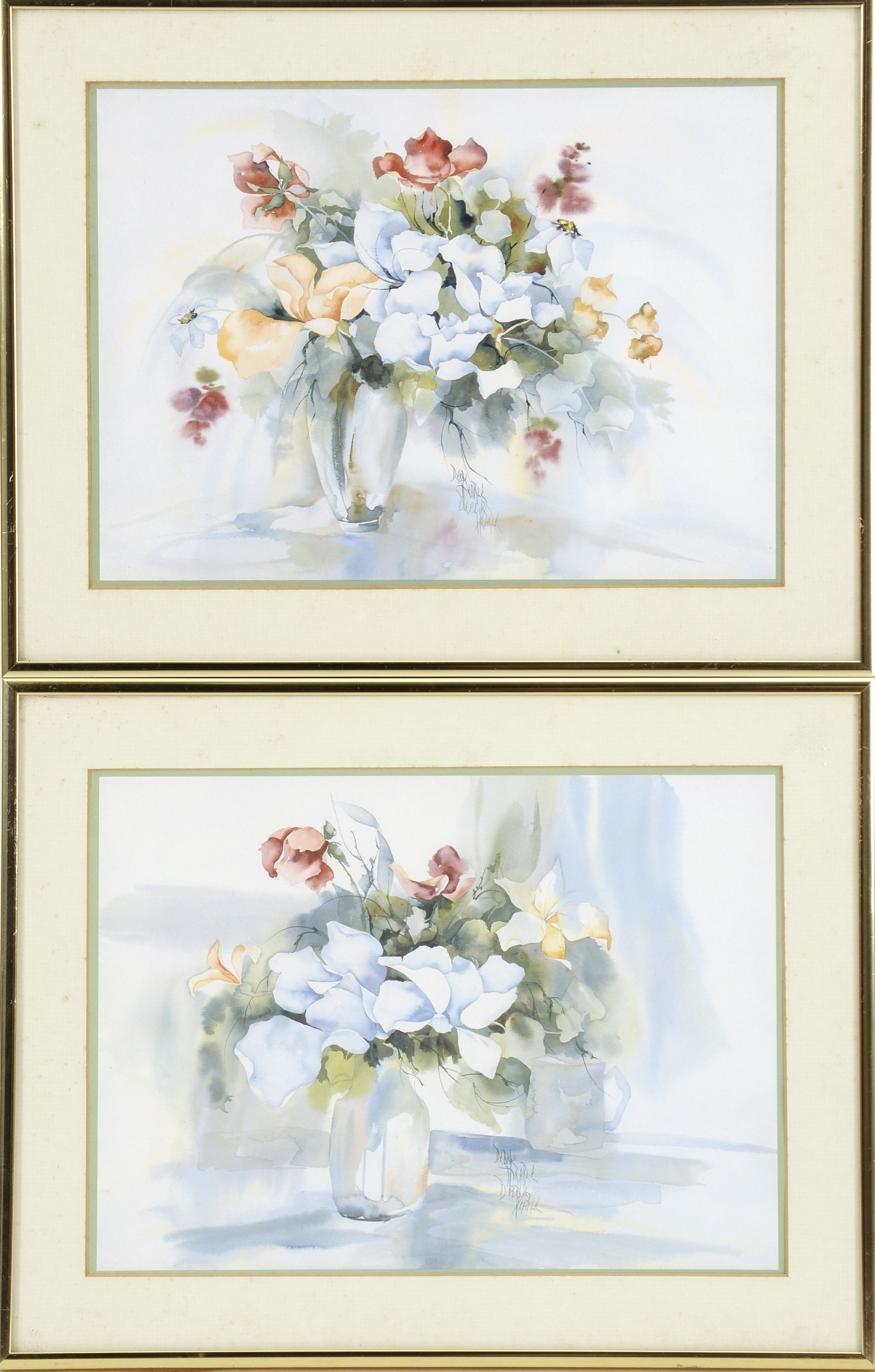 Appraisal: DEBBIE HEARLECape Cod ContemporaryTwo floral still lifes Prints both x