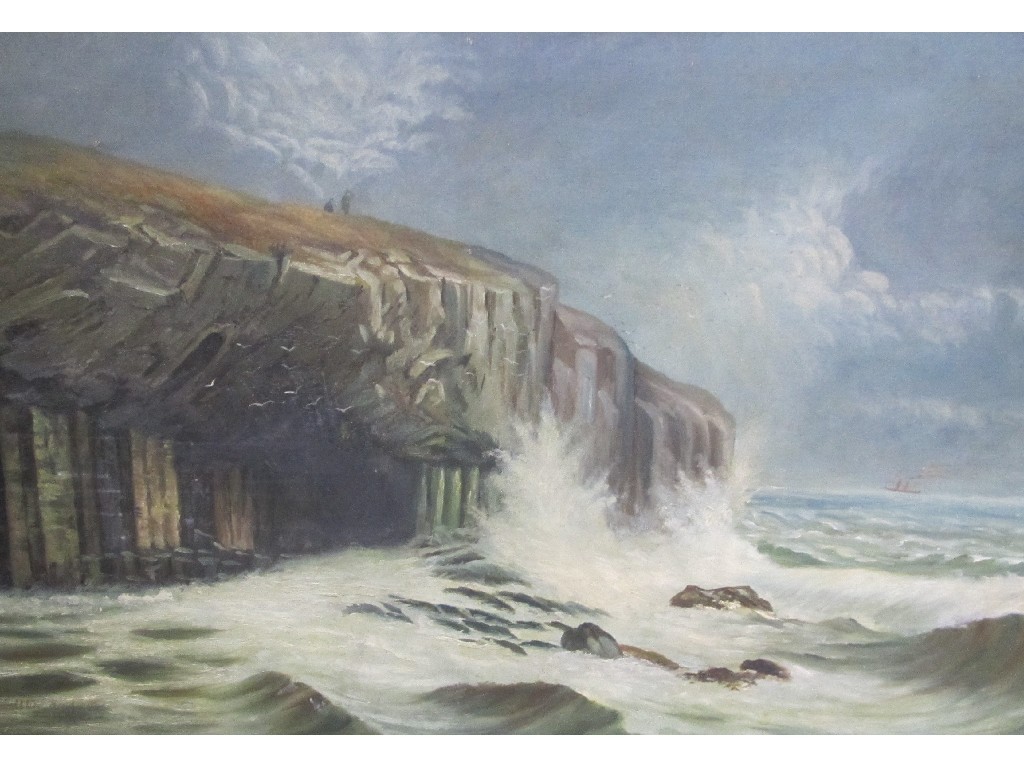 Appraisal: Oil on canvas 'Fingal's Cave Staffa' indistinctly signed lower left