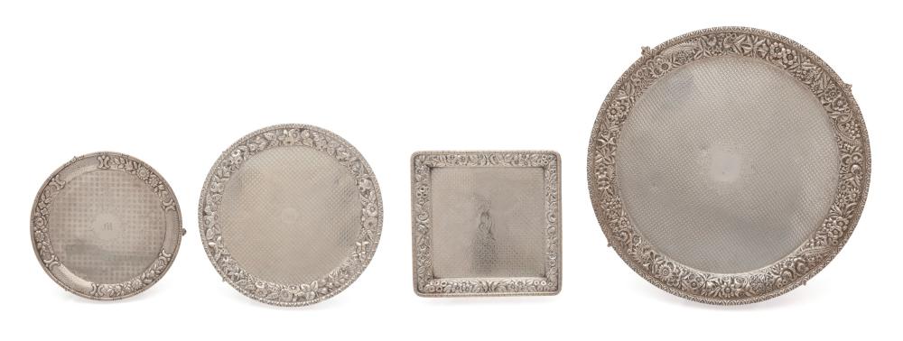 Appraisal: Three S Kirk Son Silver Round Repousse Trays and a