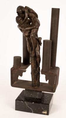 Appraisal: A modern bronze depicting a nude couple embracing on a