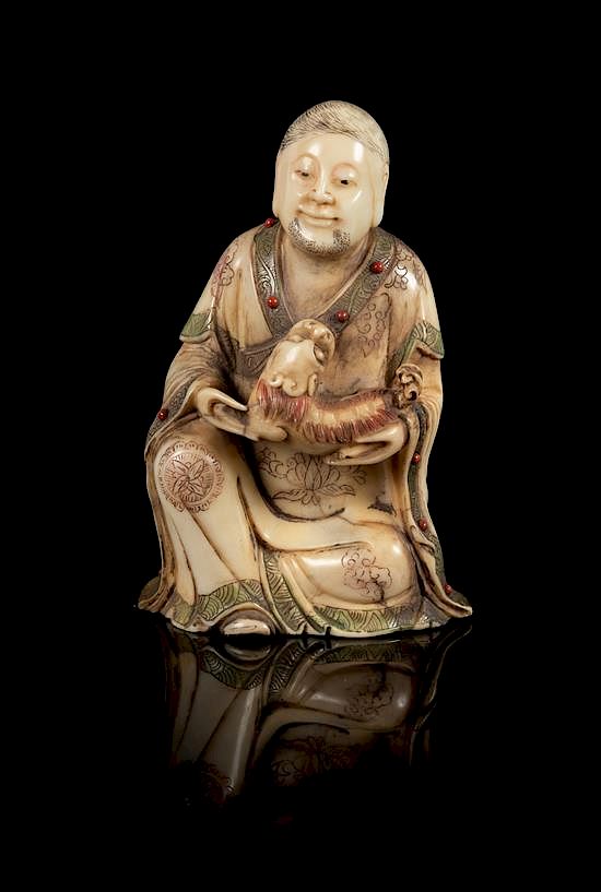 Appraisal: A Soapstone Figure of Luohan Height inches A Soapstone Figure