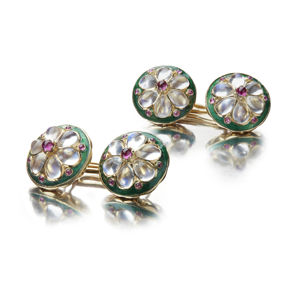 Appraisal: A pair of multi-gem set gentleman's cufflinks each circular terminal