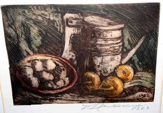 Appraisal: Jalmari Ruokokoski - Still life of jug and vegetables signed