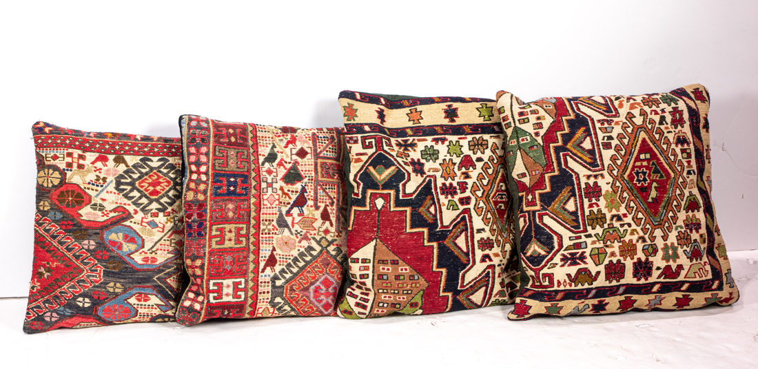 Appraisal: LOT OF THROW PILLOWS WITH KILIM FRONTS lot of Throw