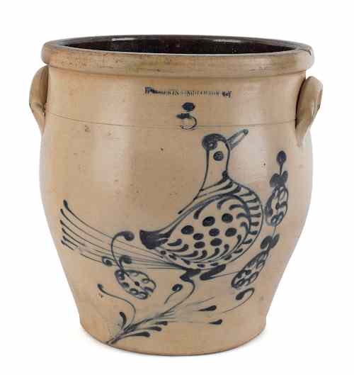 Appraisal: New York five-gallon stoneware crock impressed W Roberts Binghamton New