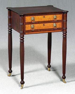 Appraisal: Fine Federal work table mahogany with bird's-eye maple drawer fronts