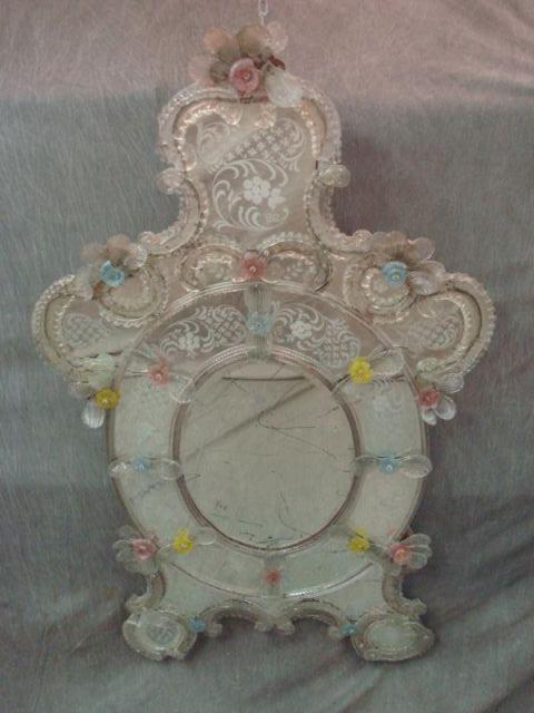 Appraisal: Large Antique Murano Glass Mirror As is-some old repairs and