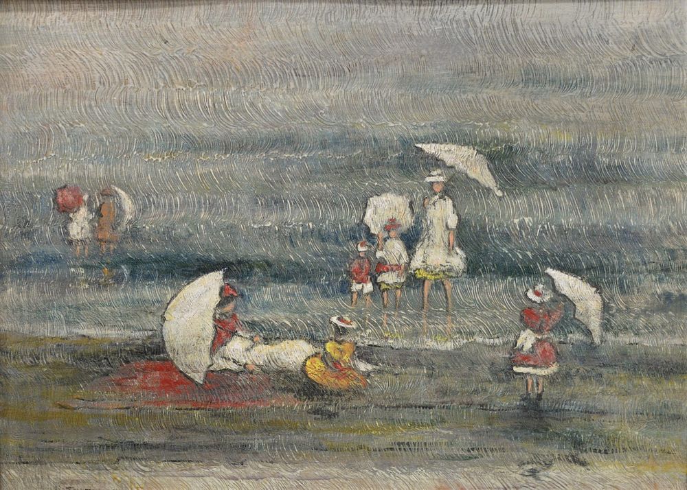 Appraisal: Continental School late th century beach goers with white parasols