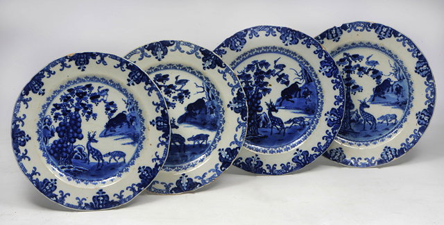 Appraisal: FOUR SIMILAR TH CENTURY BLUE AND WHITE CHINESE PORCELAIN PLATES