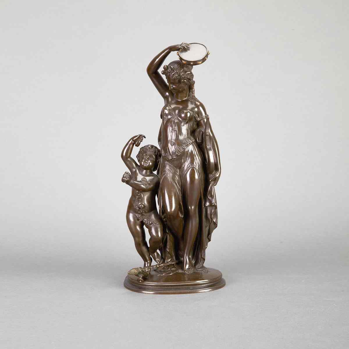 Appraisal: Jean Bulio French - MUSE OF MUSIC WITH PUTTI patinated