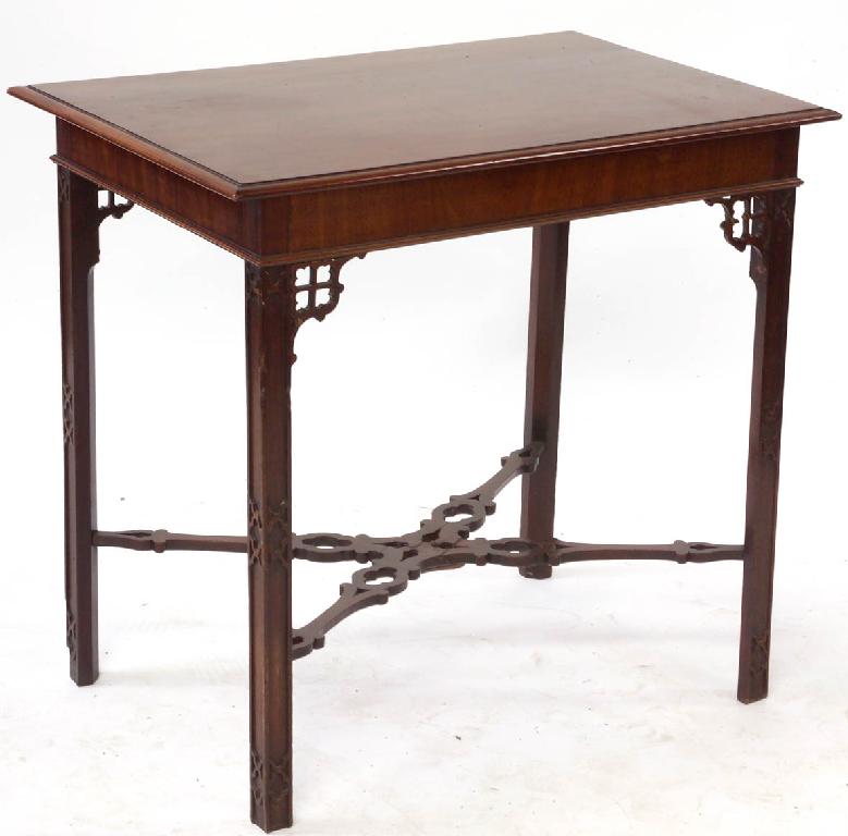 Appraisal: CHINESE CHIPPENDALE STYLE MAHOGANY SIDE TABLE c the moulded rectangular