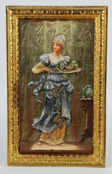 Appraisal: Cast Iron Bradley Hubbard Plaque Description Lady with tray B