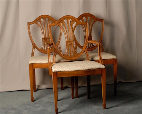 Appraisal: Six Blond Mahogany Dining Chairs two armchairs and four sides