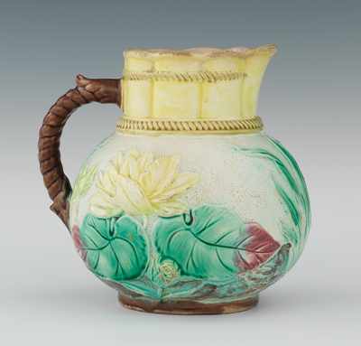 Appraisal: A Large Majolica Water Lily Pitcher Apprx - H bulbous