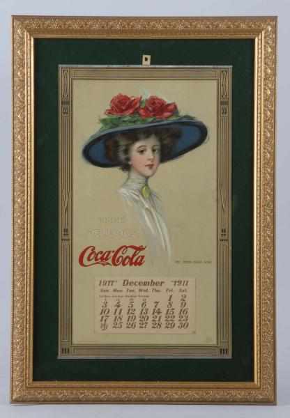 Appraisal: Coca-Cola Calendar Description Beautifully framed under glass Wonderful-looking Coke calendar