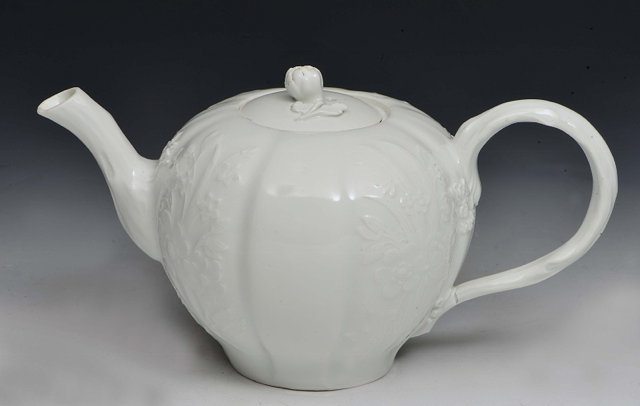 Appraisal: A MEISSEN BLANC DE CHINE TEAPOT AND COVER of melon