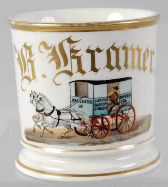 Appraisal: Bakery Wagon Shaving Mug Description Gilt name B Kramer Shows