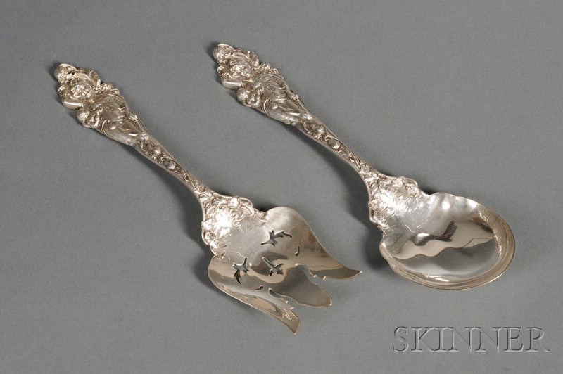 Appraisal: Pair of Reed Barton Sterling Love Disarmed Salad Servers c