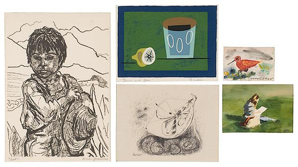 Appraisal: FIVE WORKS ON PAPER BY MODERNIST ARTISTS Lot of five