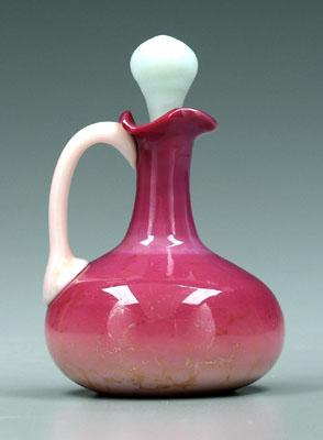 Appraisal: Agata peachblow cruet glossy finish light pink handle - in