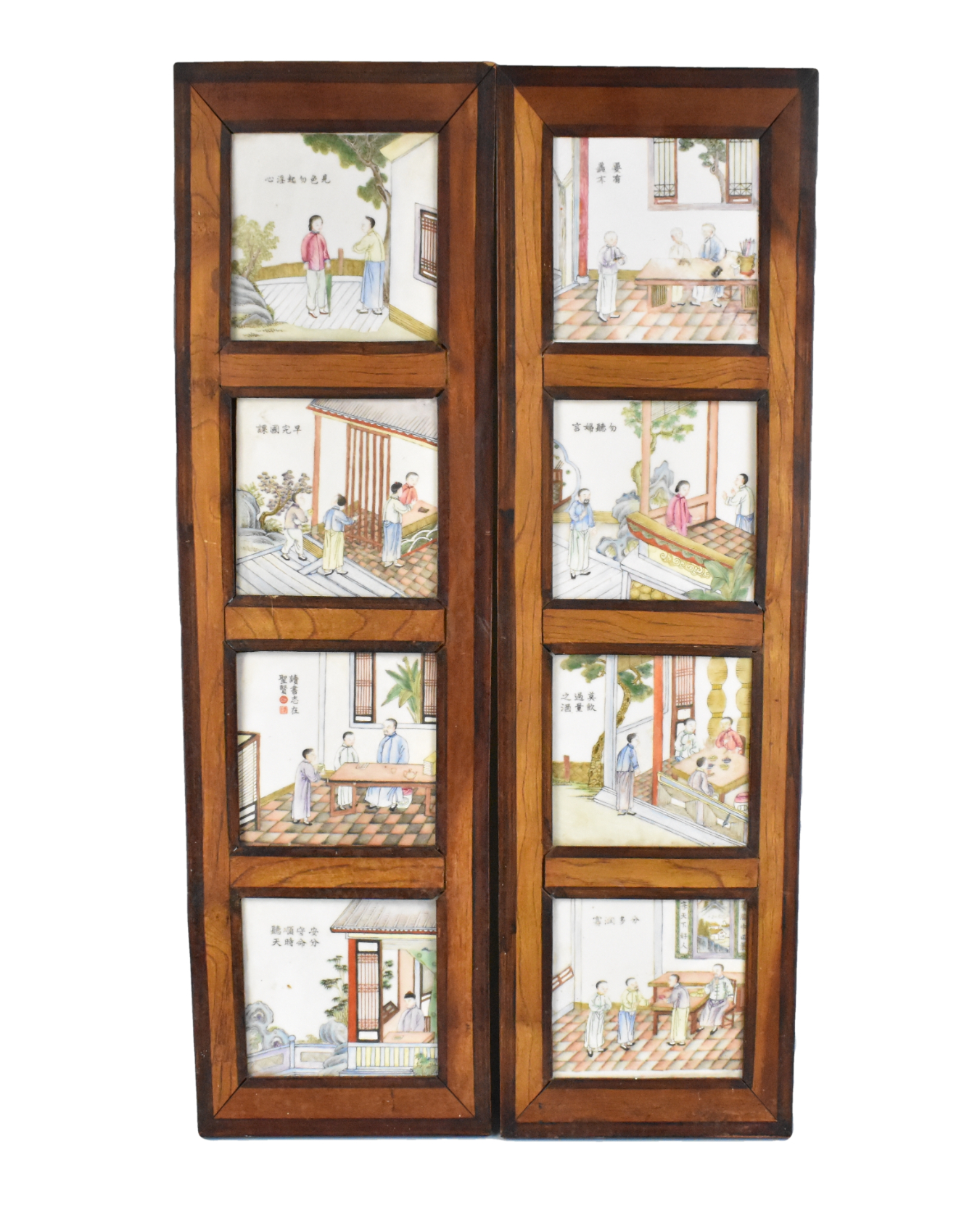 Appraisal: A pair of Chinese famille rose panels each with windows