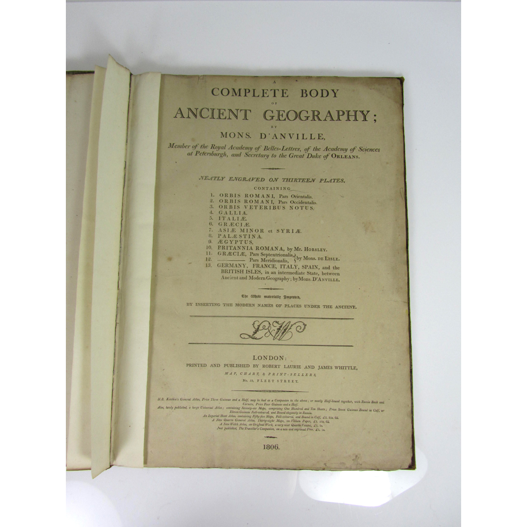 Appraisal: D'Anville J B B Complete body ancient geography newly engraved