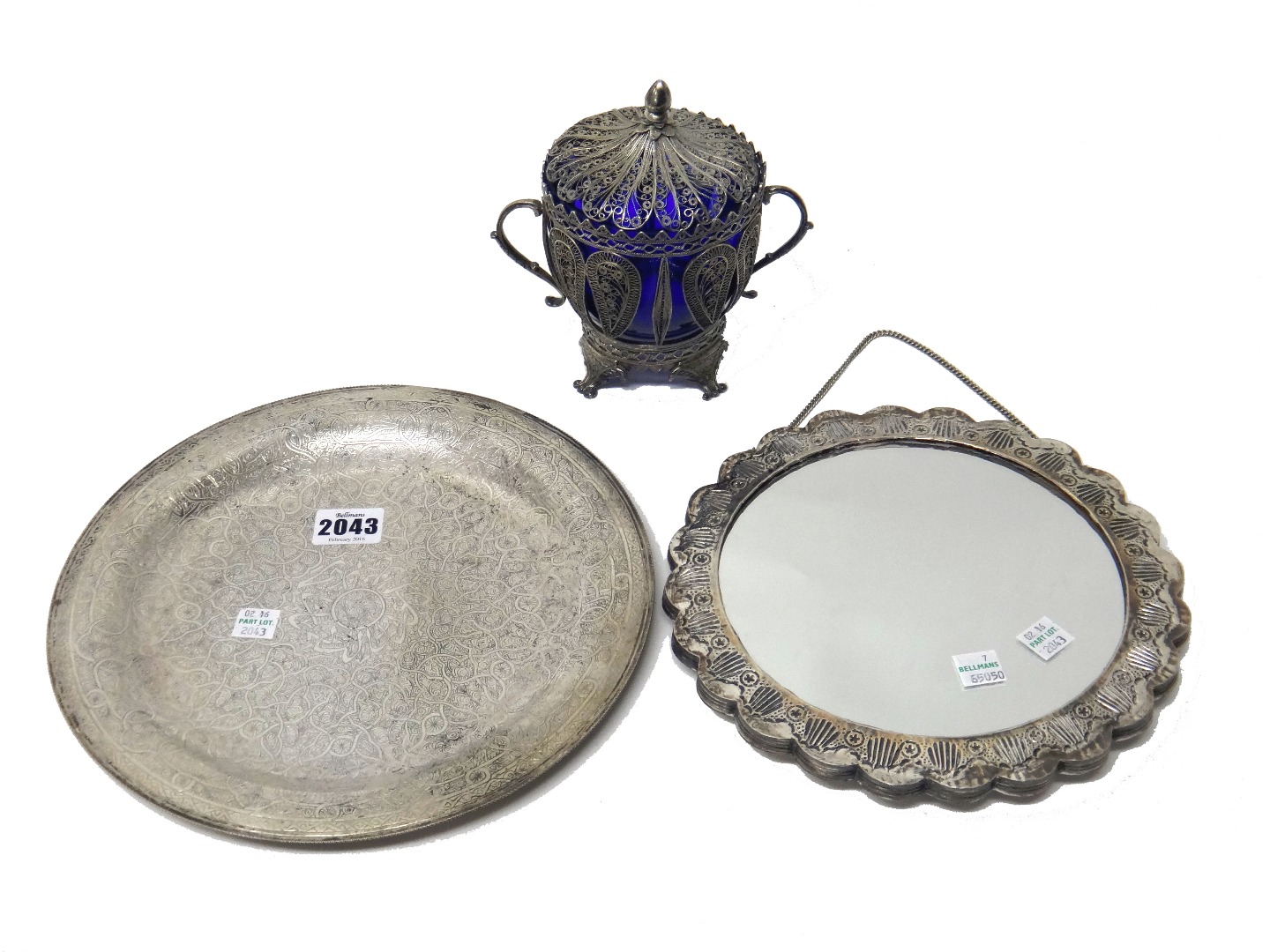 Appraisal: An Egyptian circular dish with engraved decoration diameter cm weight