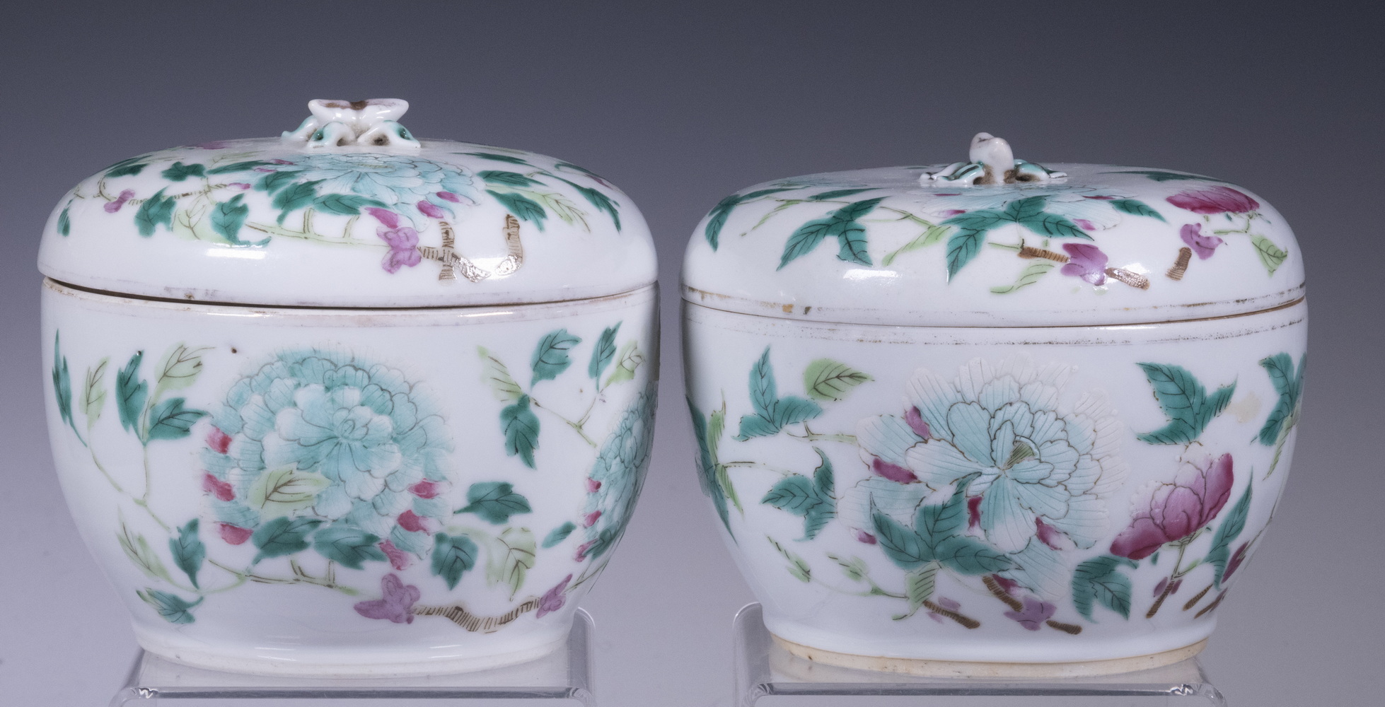 Appraisal: CHINESE FAMILLE ROSE PORCELAIN LIDDED BOWLS Lot of with chrysanthemum