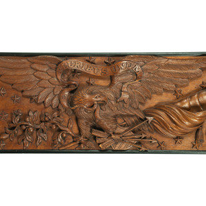 Appraisal: A Patriotic Eagle Arrow Olive Branch and Star Carved Wood