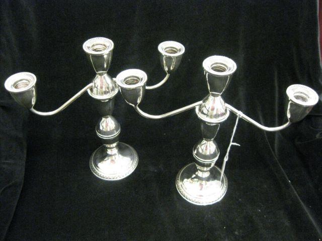 Appraisal: Pair of Sterling Silver Candelabra triple sconce by Duchon convertible