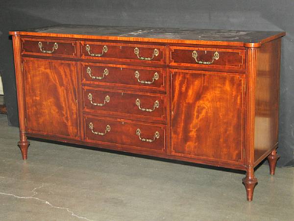 Appraisal: A Federal style inlaid mahogany sideboard th century height in