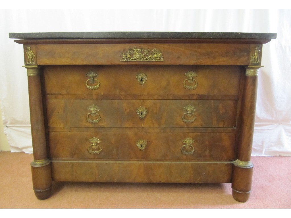 Appraisal: A th Century mahogany marble top chest of drawers the