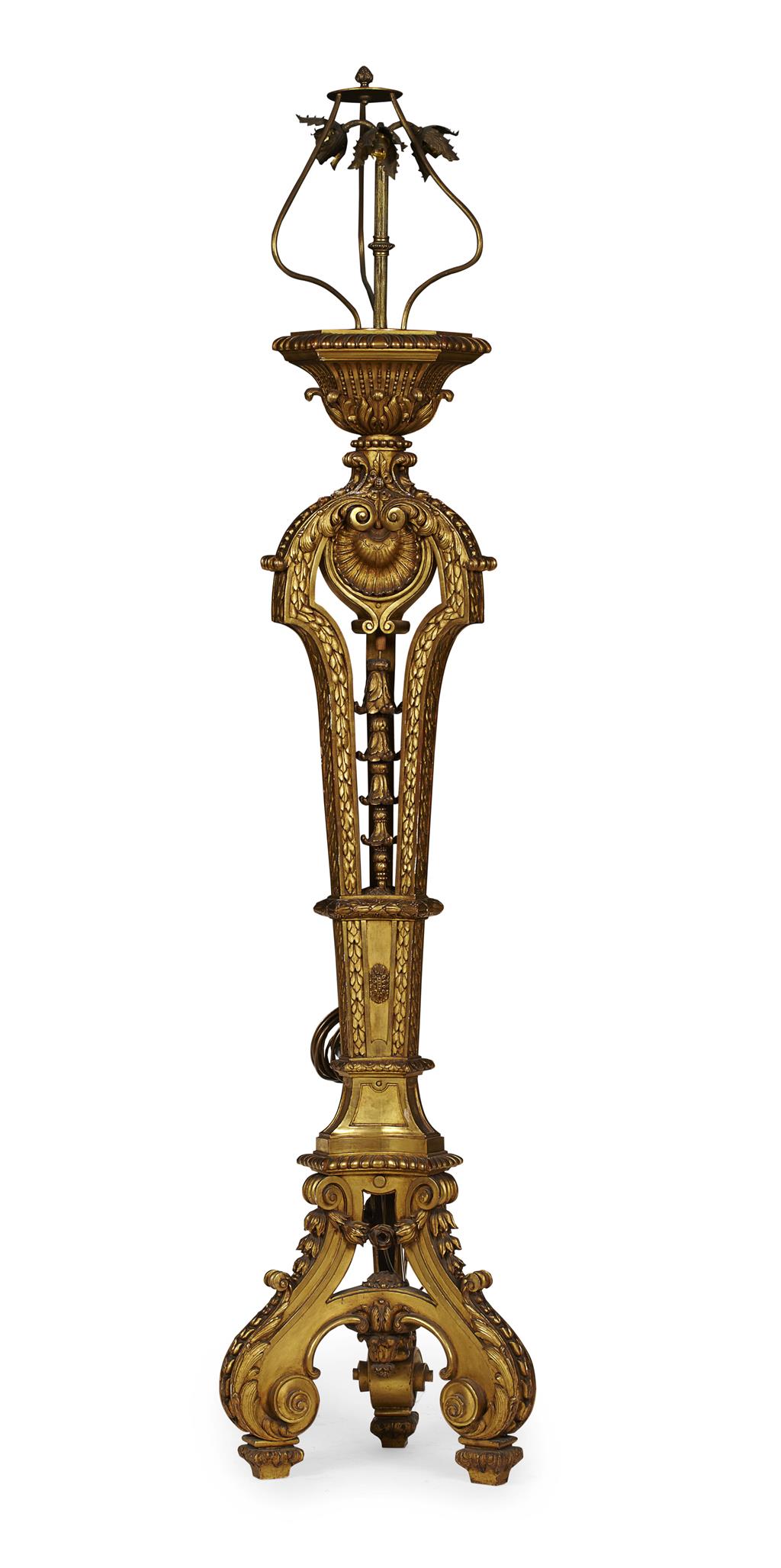 Appraisal: LARGE GEORGE III STYLE CARVED AND GILT TORCHERE LATE TH