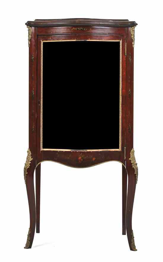 Appraisal: A Continental Gilt Metal Mounted Vitrine having serpentine front with