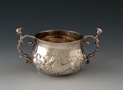 Appraisal: A Charles II silver porringer maker's mark of a key