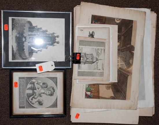 Appraisal: Large assortment of French and Continental color prints two framed