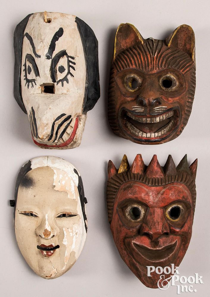 Appraisal: Group of four ethnographic masks Group of four ethnographic masks