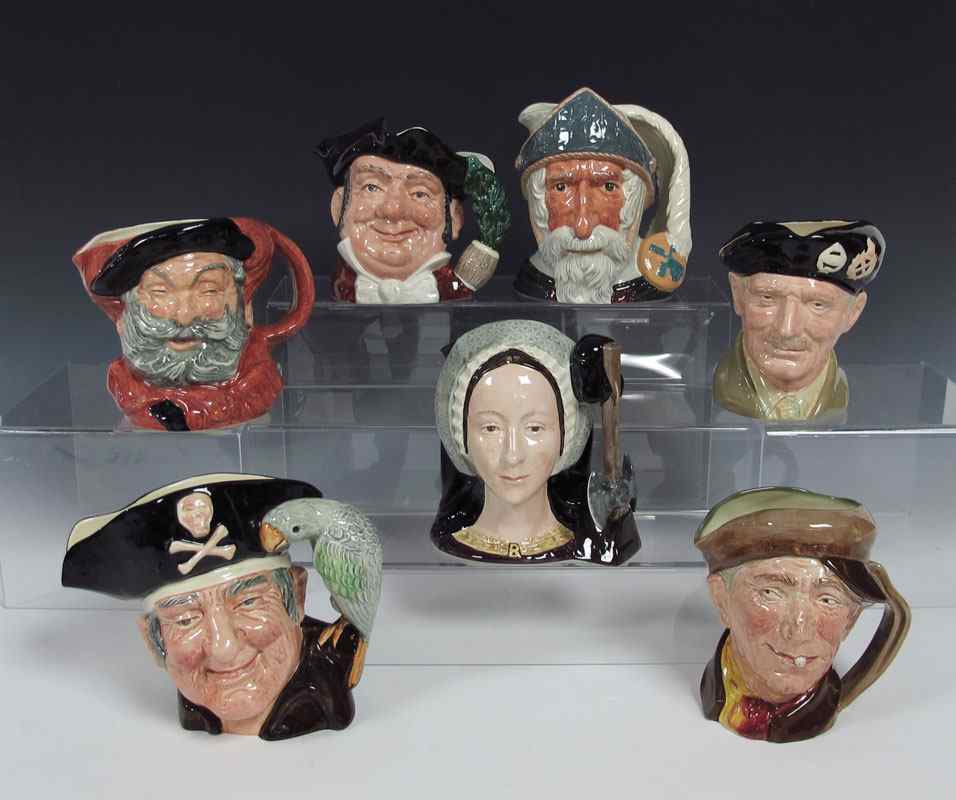 Appraisal: ROYAL DOULTON LARGE CHARACTER JUGS ''Falstaff'' D crazing ''Mine Host''